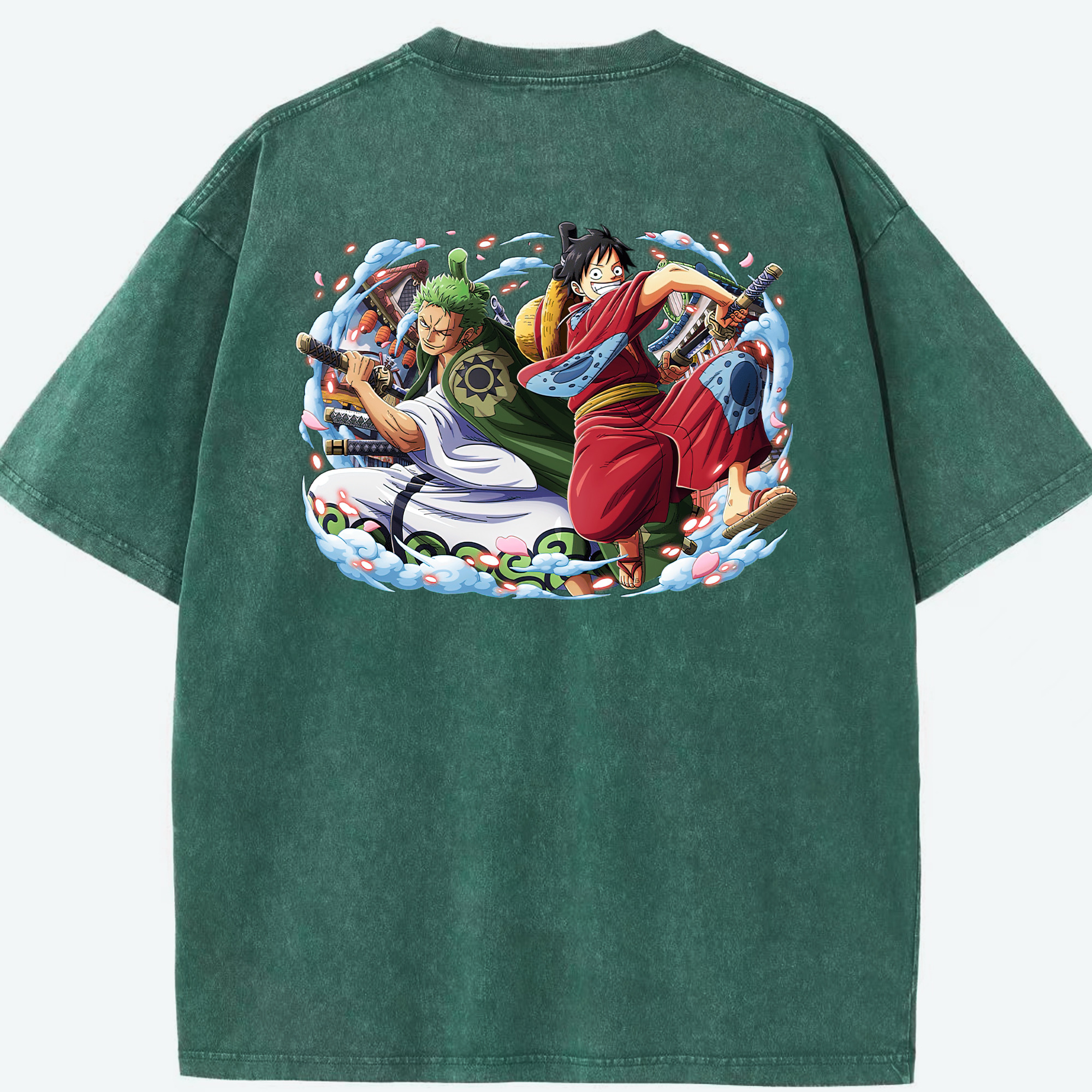ワンピース モンキー・D・ルフィ ONE PIECE Monkey D. Luffy 綿100% ヴィンテージ風 半袖Tシャツ（背面プリント）